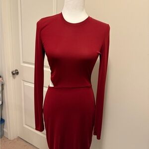 Calvin Klein Rich Red Long Sleeve Dress